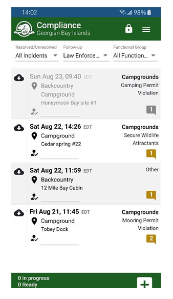 Figure 10 : Exemple de l'appli mobile de la production de rapports sur la conformité