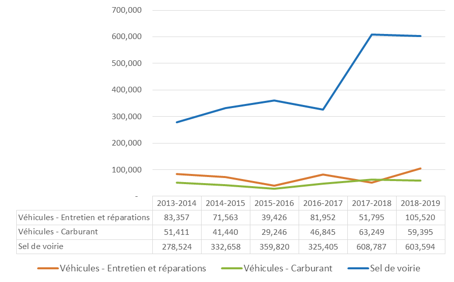 Figure 8 : Principales dépenses d'entretien des routes au parc national Terra-Nova
