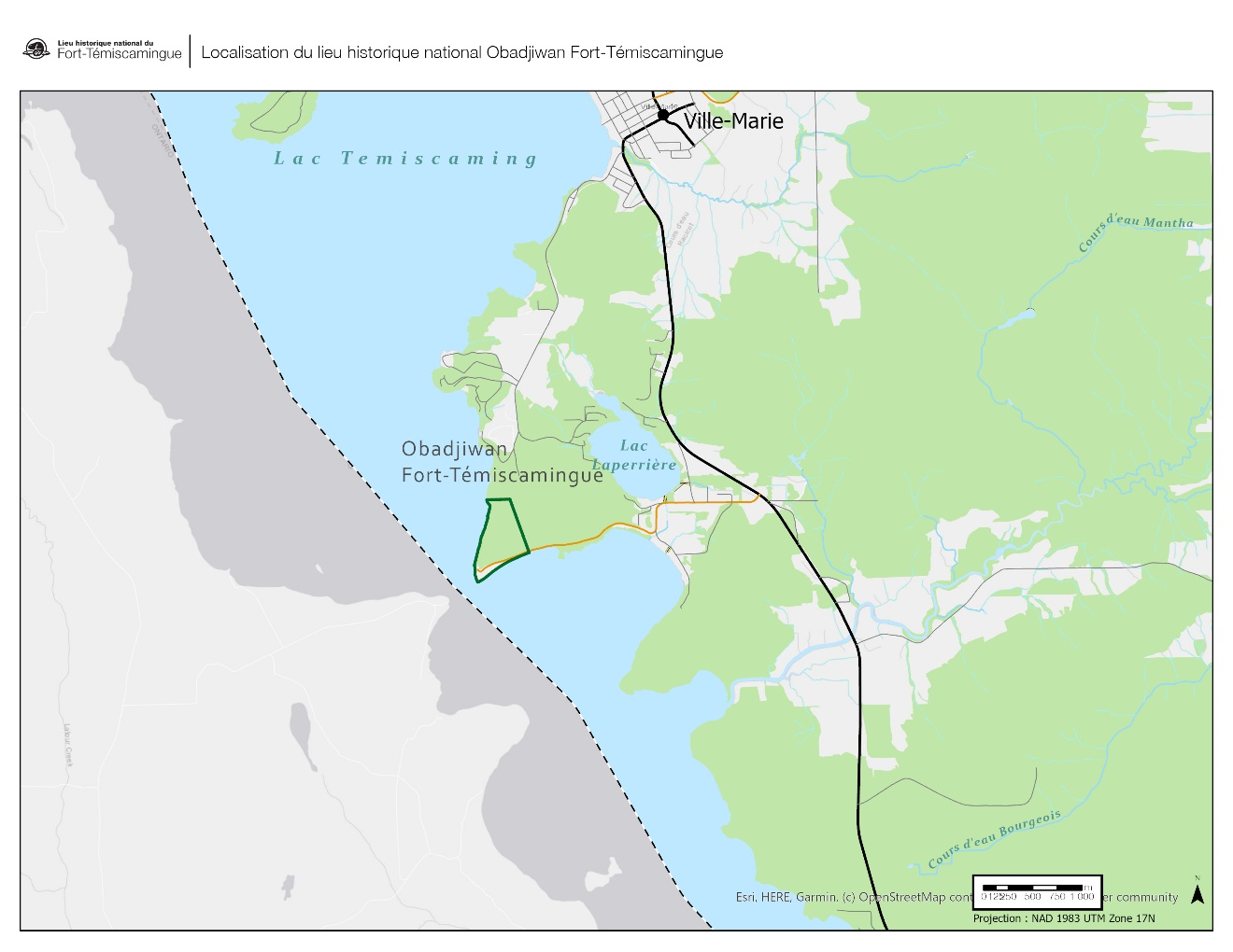 Figure 3. Obadjiwan–Fort Témiscamingue NHS location.