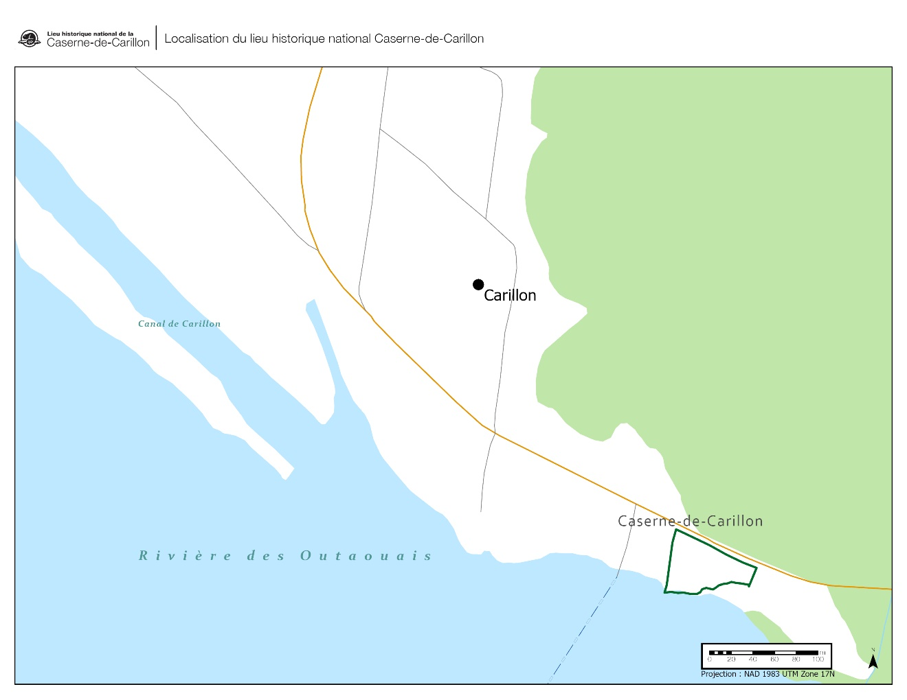 Figure 5 : Localisation du LHN de la Caserne-de-Carillon