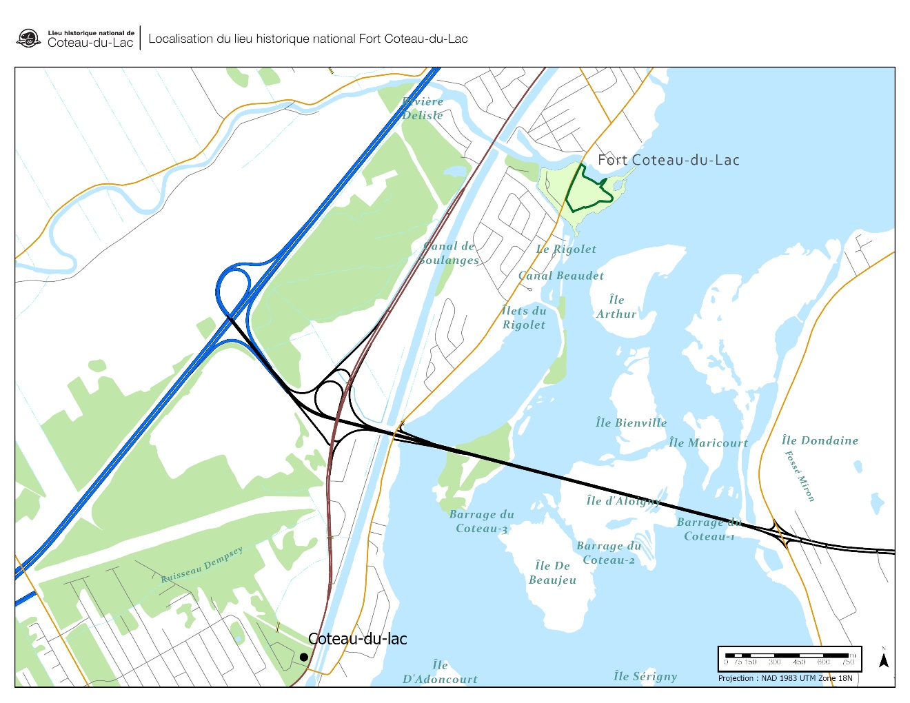 Figure 8 : Localisation du LHN de Coteau-du-Lac