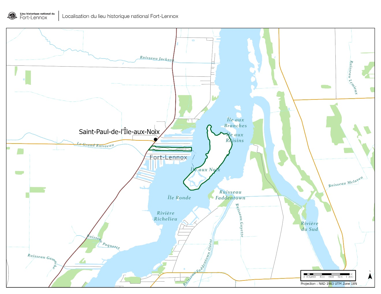 Figure 9 : Localisation du LHN de Fort Lennox