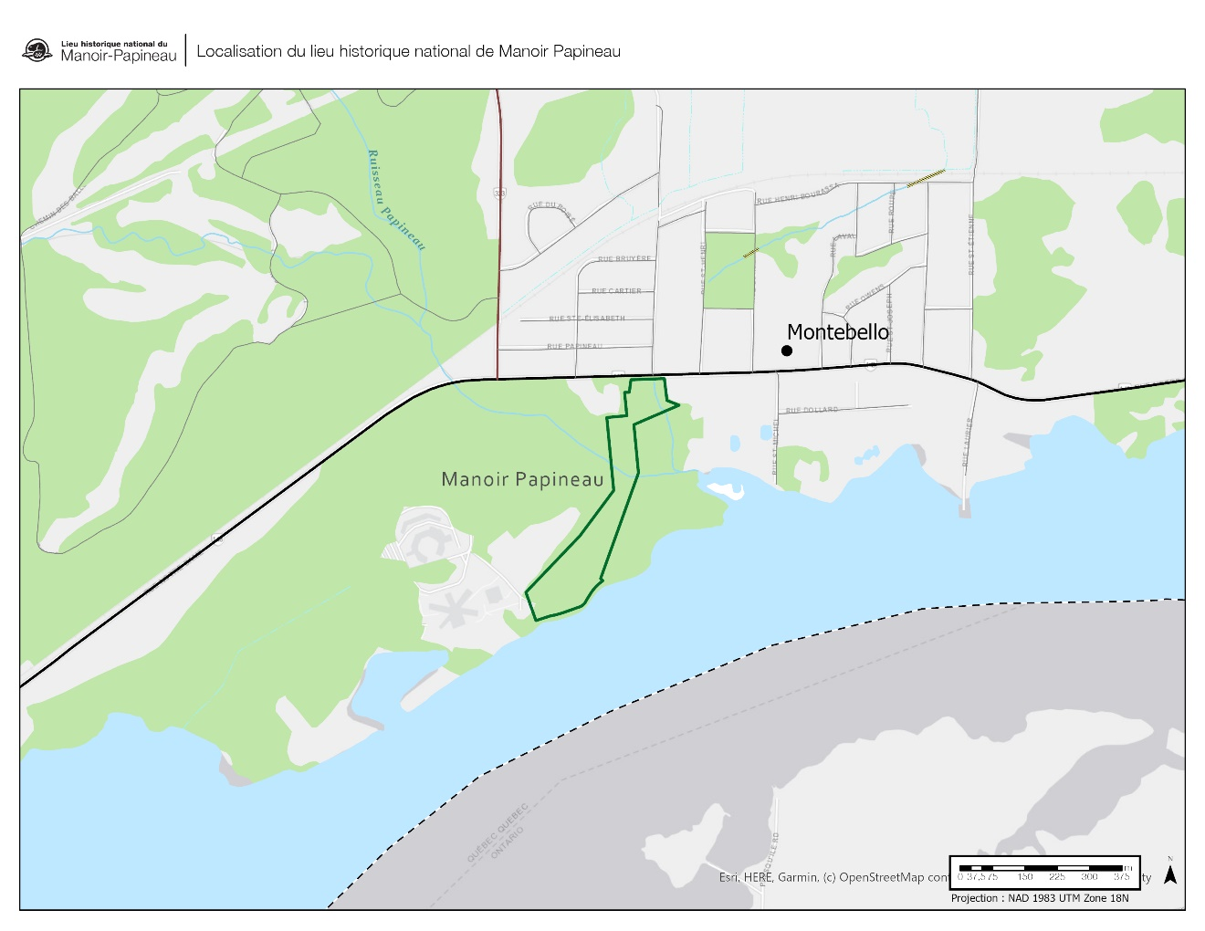 Figure 11 : Localisation du LHN de Manoir-Papineau