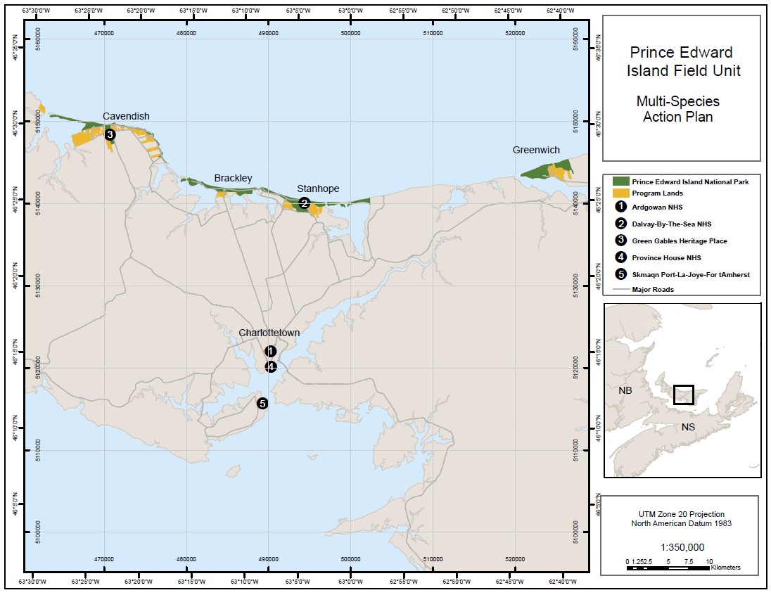 Figure 1. Prince Edward Island National Park & National Historic Sites Administered by Parks Canada on PEI.