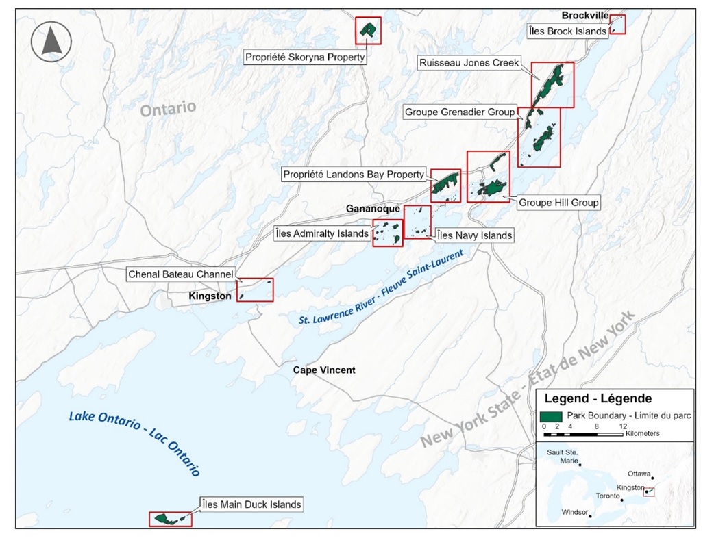 Figure 1. Geographic scope for the Multi-species Action Plan for Thousand Islands National Park.